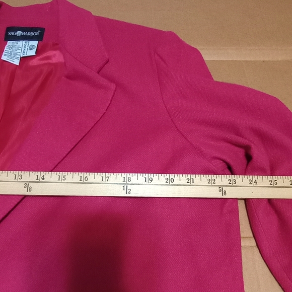 100% Wool Sag Harbor One Front Button Lined Women's Pink Suit Jacket Size 18 - Picture 8 of 10